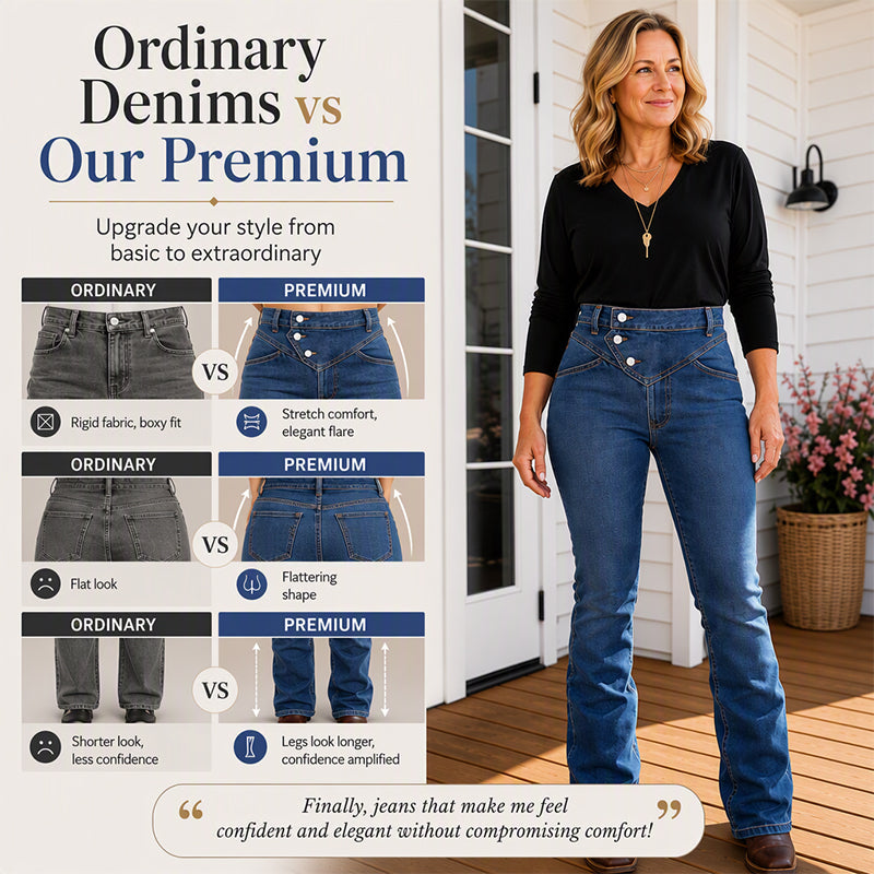 Women's High-Waisted Crossover Asymmetric Jeans