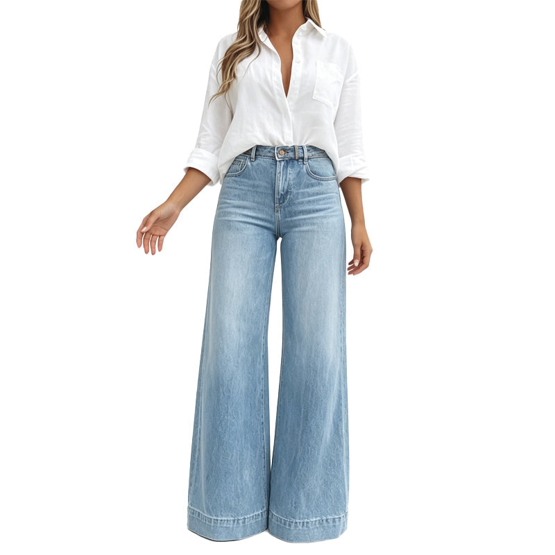 ✨ Flattering Denim Style | Women's Vintage High-Waisted Wide-Leg Jeans