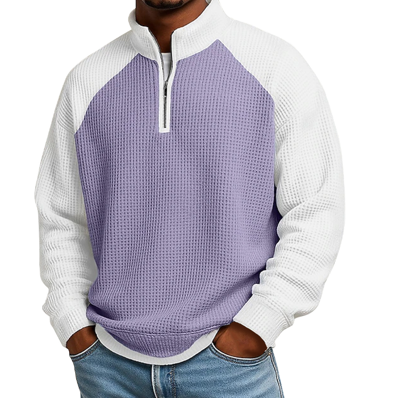 ✨ Easy Everyday Comfort | Men's Waffle-Knit Quarter-Zip Shirt