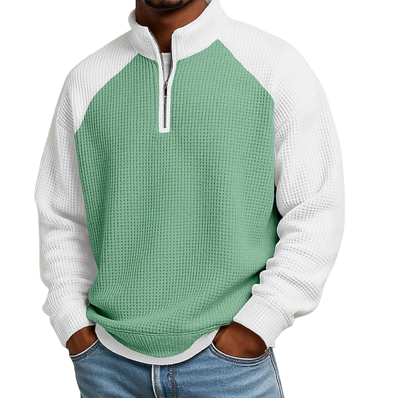 ✨ Easy Everyday Comfort | Men's Waffle-Knit Quarter-Zip Shirt
