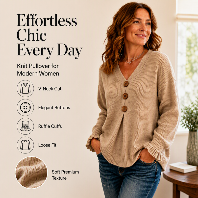 🍂 This Week's Special Sales - 60% OFF✨👚 Women’s V-Neck Knit Jumper – Flattering, Cosy & Effortlessly Chic