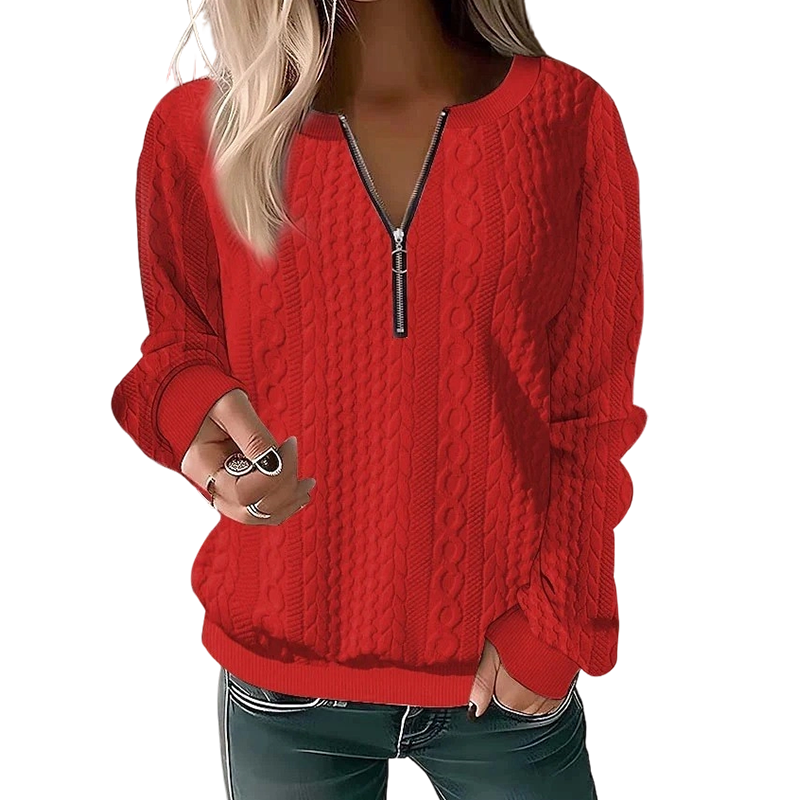 🍂 New Arrival ✨ Women’s Half-Zip Cable Knit Sweater – Elegant Warmth For Everyday Style 🤍