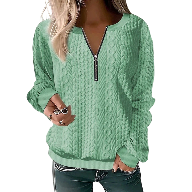 🍂 New Arrival ✨ Women’s Half-Zip Cable Knit Sweater – Elegant Warmth For Everyday Style 🤍