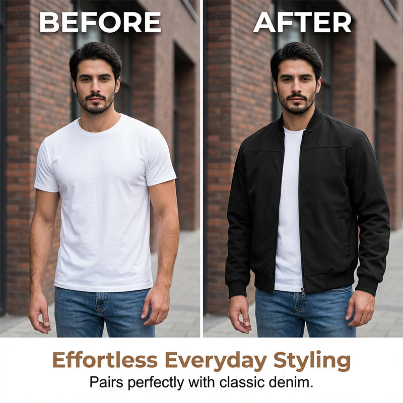 🧥 Rugged Texture, Easy Layering | Men's Suede-Look Western Bomber Jacket