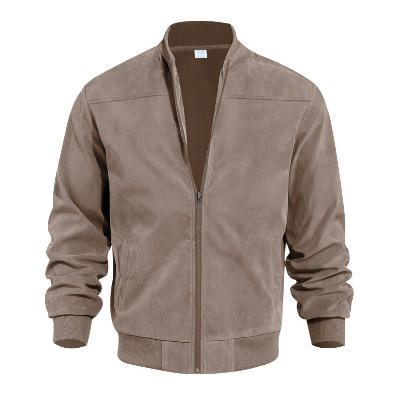 🧥 Rugged Texture, Easy Layering | Men's Suede-Look Western Bomber Jacket