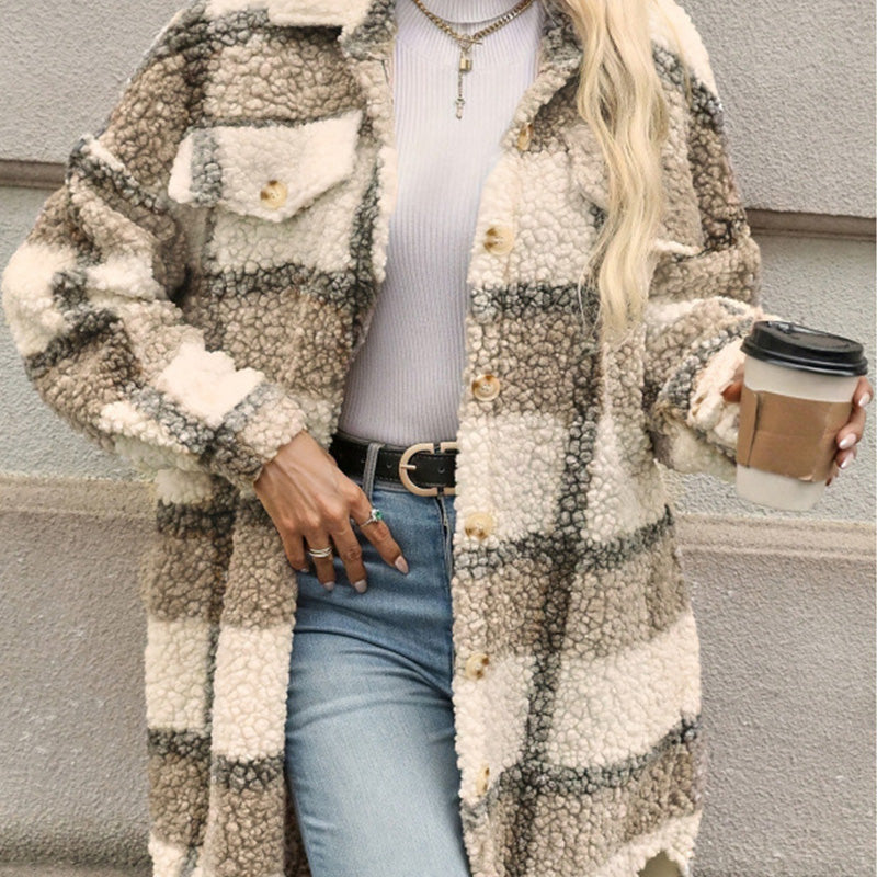 Women’s Casual Classic Plaid Mid-Length Coat