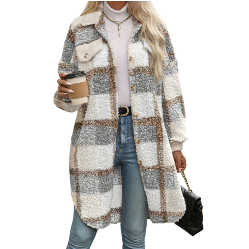 Women’s Casual Classic Plaid Mid-Length Coat