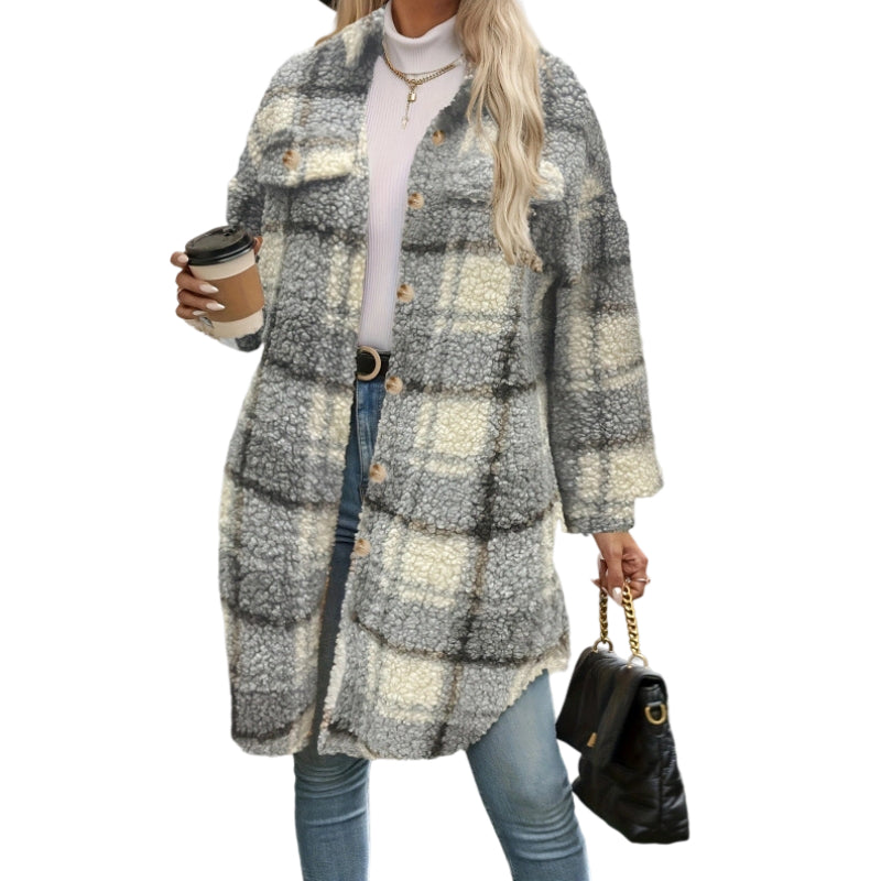 Women’s Casual Classic Plaid Mid-Length Coat