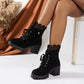 👢 Lace-Up Style, Stable Steps | Women's Chunky-Heel Ankle Booties