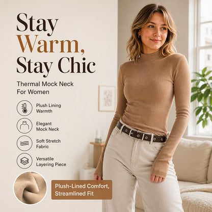 Women's Warm-Lined Mock Neck Fitted Top