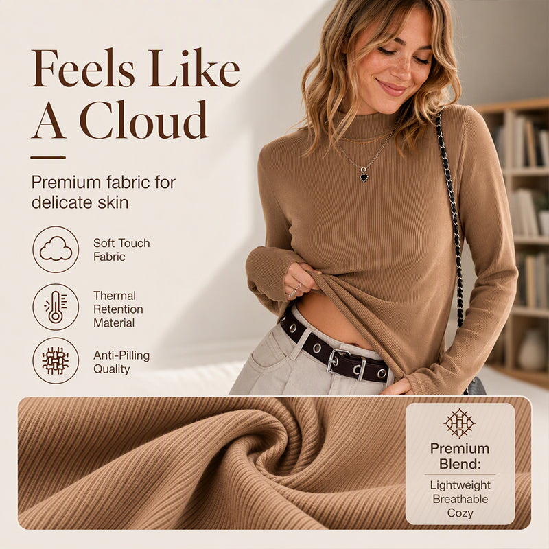 Women's Warm-Lined Mock Neck Fitted Top