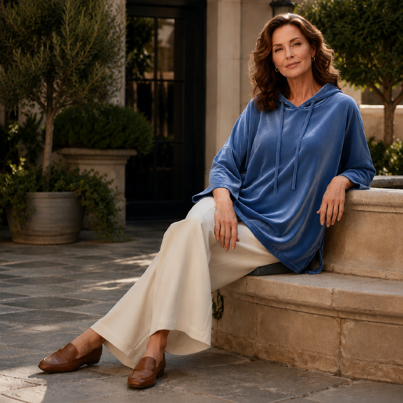 ✨ Velvet Comfort, Relaxed Style | Women's Drawstring Pullover Sweatshirt