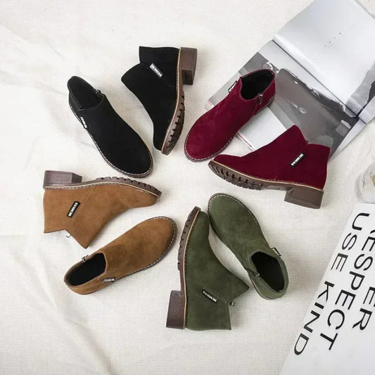 🌸Hot Sale 50% OFF💖Women's Side Zipper Low Heel Ankle Boots