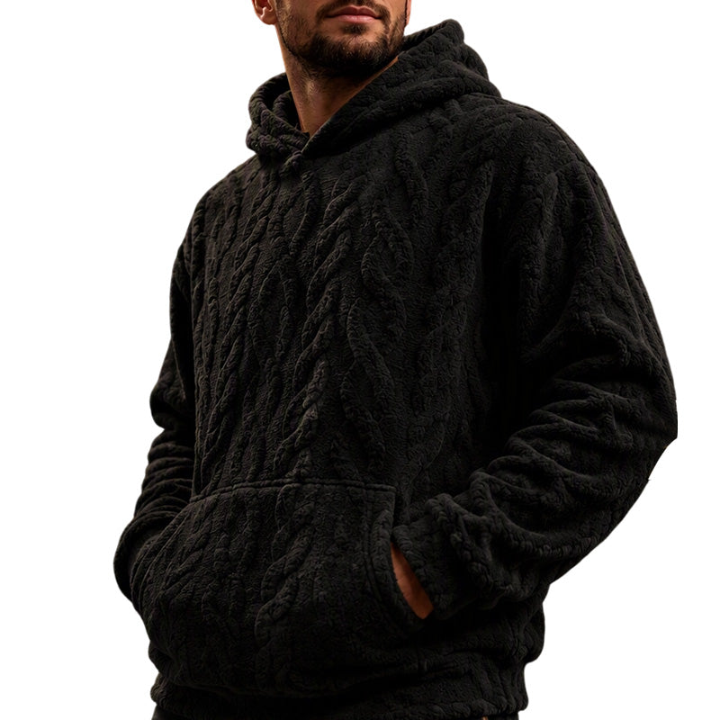 ❄️ Winter-Ready Comfort | Men's Fleece-Lined Jacquard Hooded Pullover