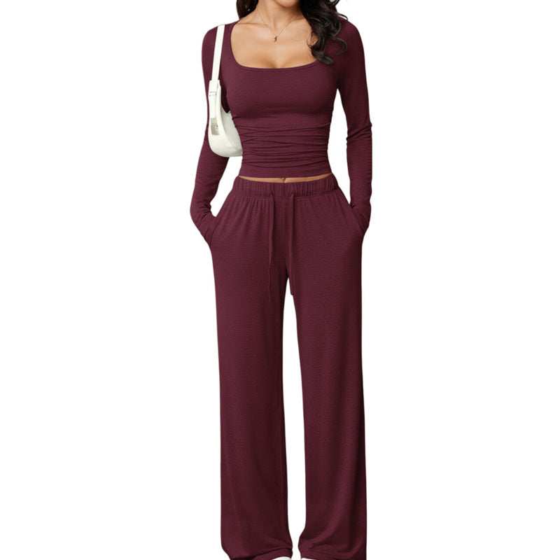 💫 Flattering Square Neck, Effortless Two-Piece Style | Women's Wide-Leg Set ⚡ Free Shipping