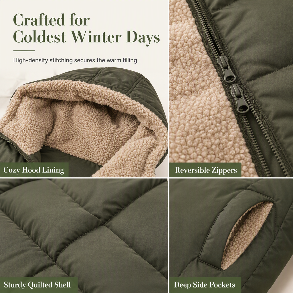 ✨Free Shipping✨Reversible Hooded Padded Slim-Fit Coat