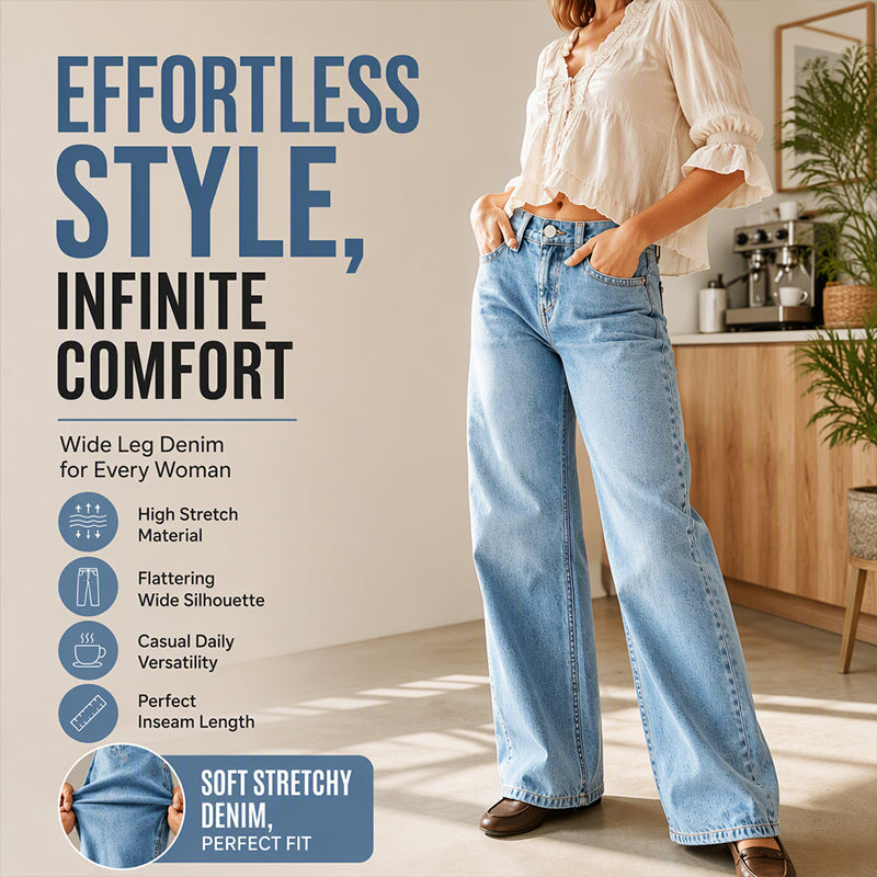 👖 Stretch Comfort, Flattering Wide-Leg Fit | Women's High-Rise Denim Jeans