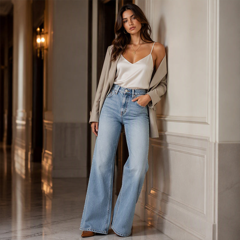 👖 Stretch Comfort, Flattering Wide-Leg Fit | Women's High-Rise Denim Jeans