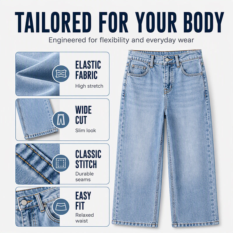 👖 Stretch Comfort, Flattering Wide-Leg Fit | Women's High-Rise Denim Jeans