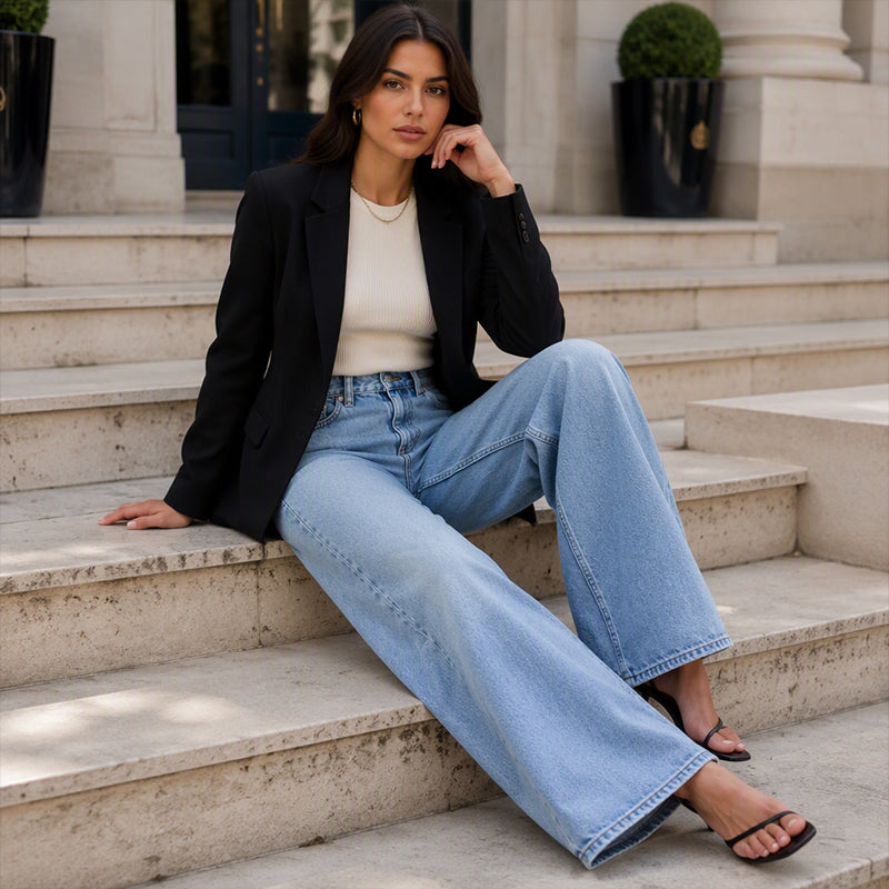 👖 Stretch Comfort, Flattering Wide-Leg Fit | Women's High-Rise Denim Jeans
