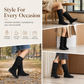 🥾 Women's Lace-Up Slouch Mid-Calf Boots – Vintage Casual Chunky Heel Ankle Boots