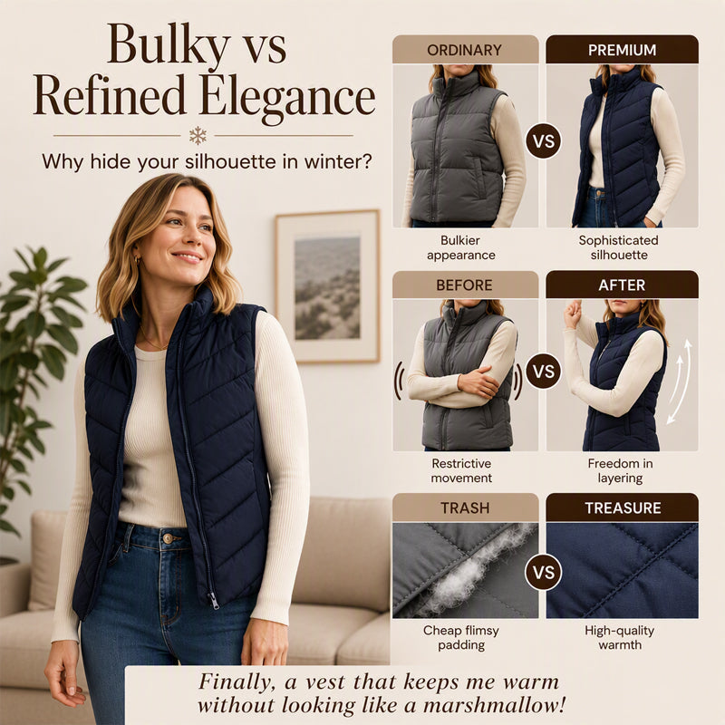 Women's Quilted Stand Collar Puffer Vest