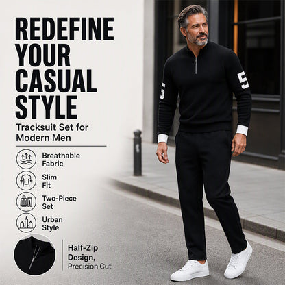 Men's Casual Half-Zip Pullover & Pants Set