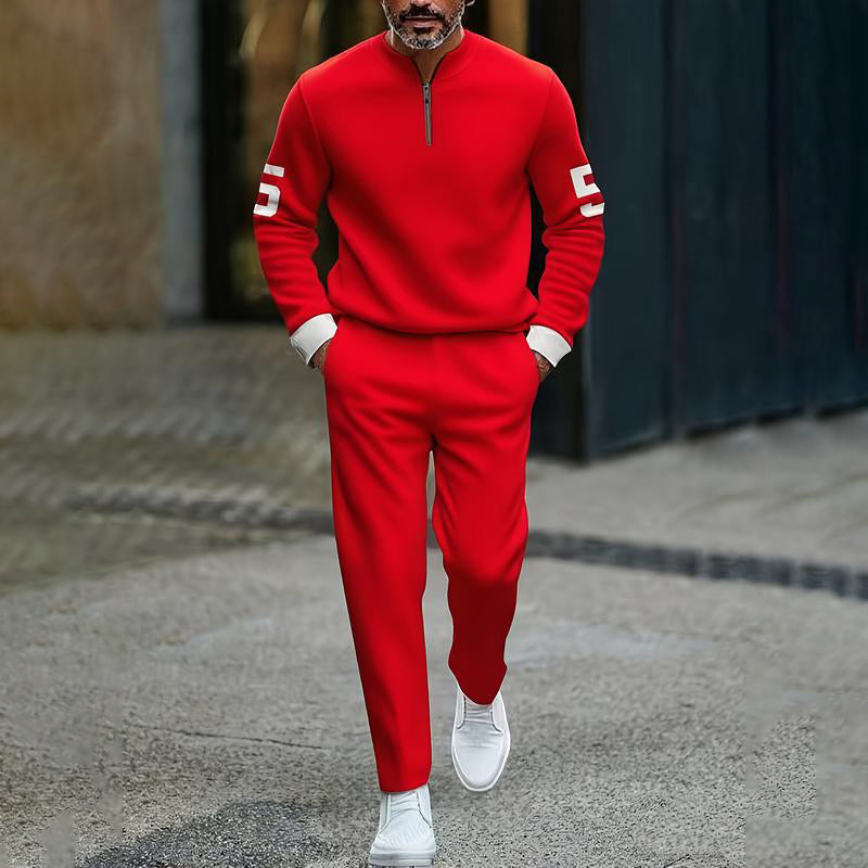 Men's Casual Half-Zip Pullover & Pants Set
