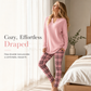 🎀 2 Pieces, Zero Matching Stress | Women's Knit Top & Plaid Leggings Set