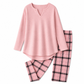 🎀 2 Pieces, Zero Matching Stress | Women's Knit Top & Plaid Leggings Set