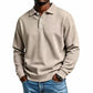 Men's Waffle Knit Long Sleeve Collared Top