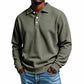 Men's Waffle Knit Long Sleeve Collared Top