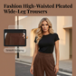 Women's High-Waist Pleated Wide-Leg Trousers