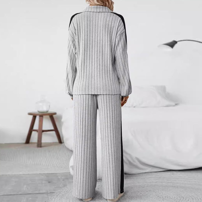 Women's Half Zip Sweatshirt & Wide-Leg Pants Set