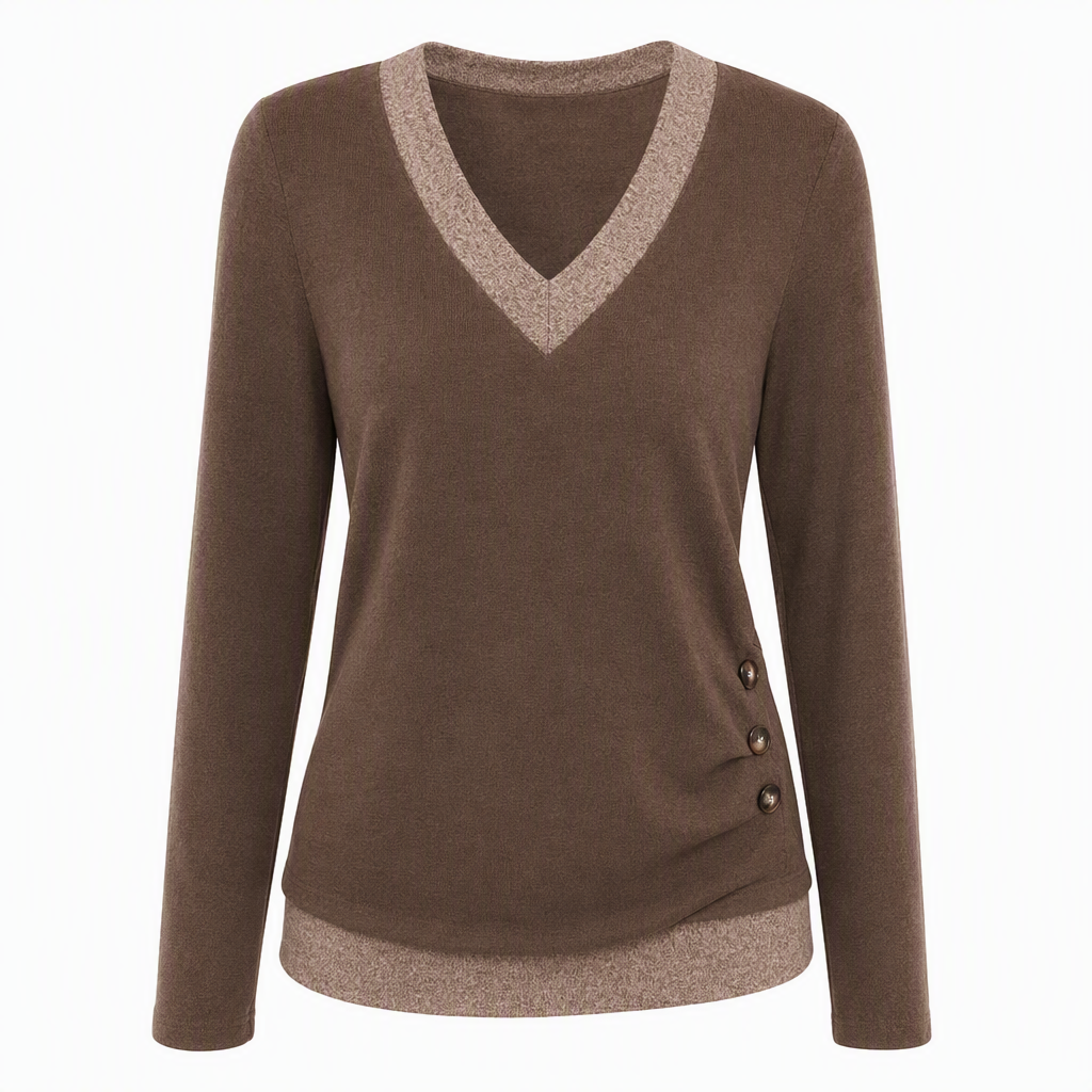 Women's V-Neck Long Sleeve Knit Top