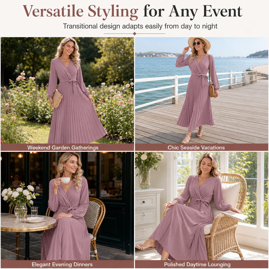 👗✨Women's Elegant Crossover V Neck Pleated Maxi Dress✨𝘉𝘶𝘺 𝘢𝘯𝘺 2 𝘢𝘯𝘥 𝘨𝘦𝘵 𝘢𝘯 𝘦𝘹𝘵𝘳𝘢 8% 𝘥𝘪𝘴𝘤𝘰𝘶𝘯𝘵