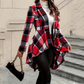 Women's Plaid High-Low Peplum Coat