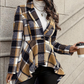 🎀 ✨Women's Plaid High-Low Peplum Coat