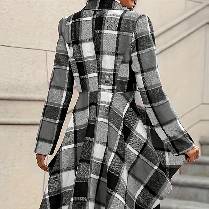 🎀 ✨Women's Plaid High-Low Peplum Coat