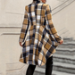 🎀 ✨Women's Plaid High-Low Peplum Coat
