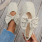 🎀 Easy Feminine Comfort | Women's Square-Toe Knit Bow Flat Shoes