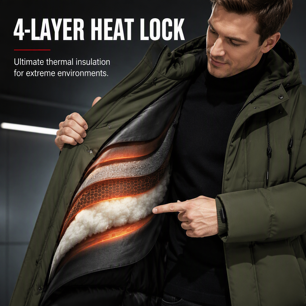 Men's Casual Mid-Length Padded Winter Thickened Warm Outerwear Coat Plus Size