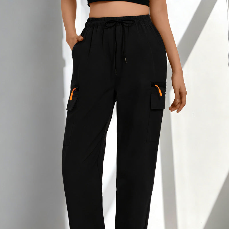 👖 More Pockets, Easy Movement | Women's Drawstring Straight-Leg Cargo Pants