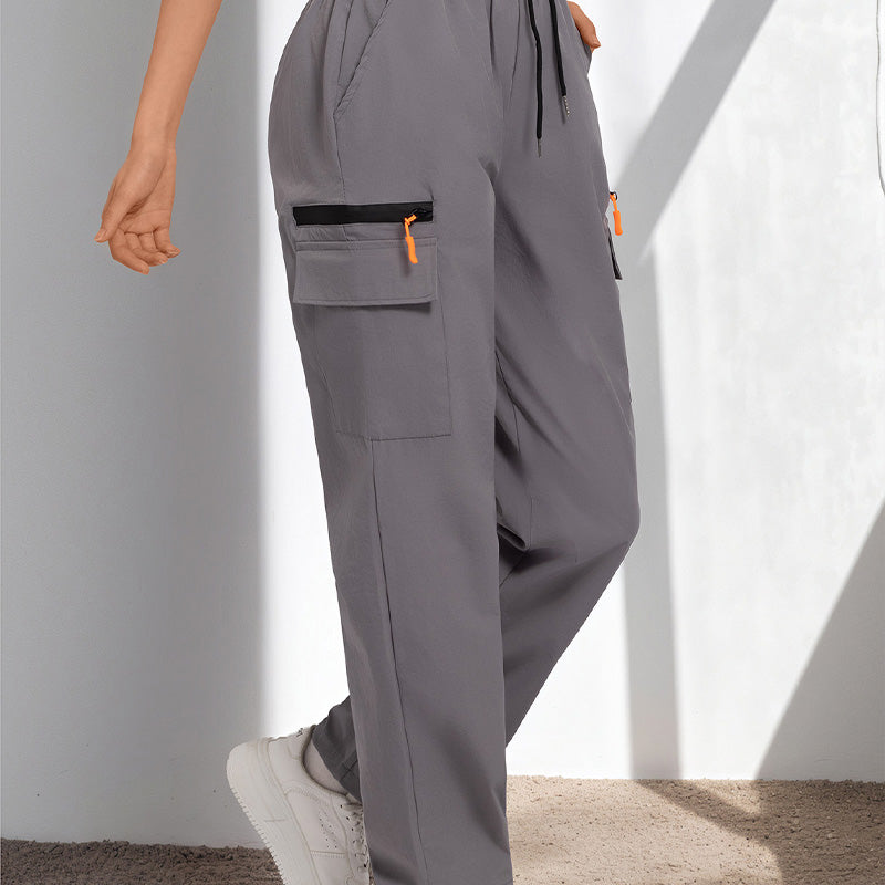 👖 More Pockets, Easy Movement | Women's Drawstring Straight-Leg Cargo Pants