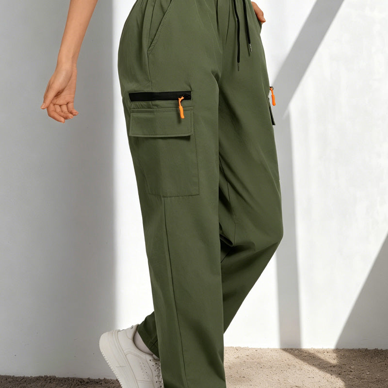 👖 More Pockets, Easy Movement | Women's Drawstring Straight-Leg Cargo Pants