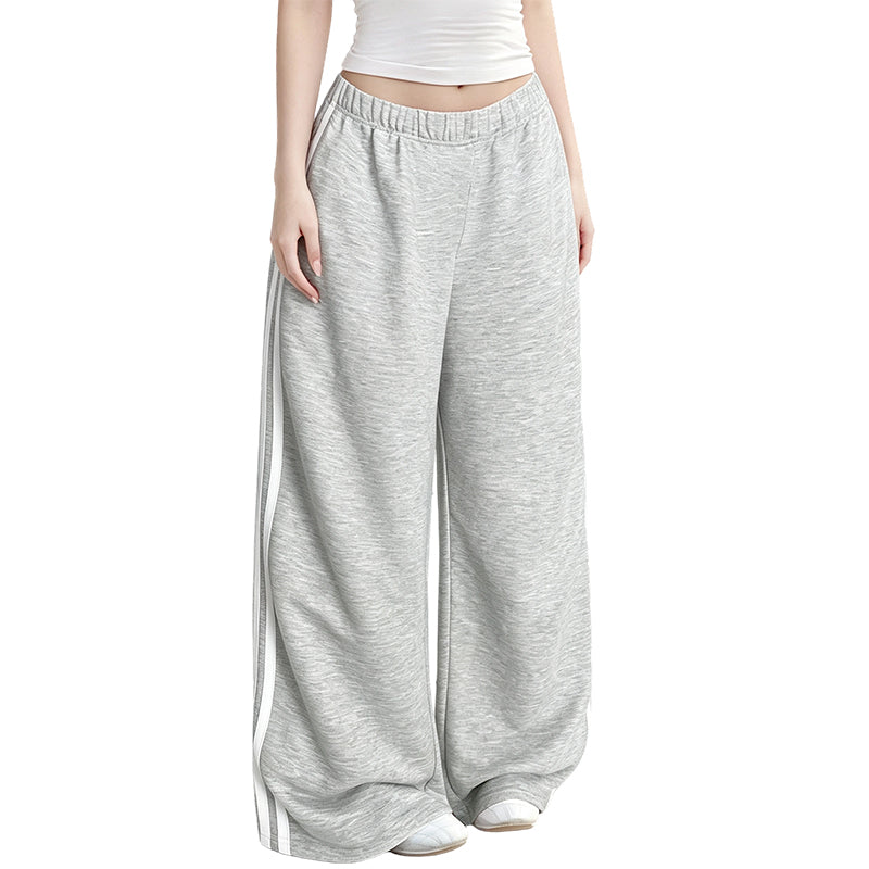 👖 Side Stripes, Leg-Lengthening Drape | Women's High-Waist Wide-Leg Sweatpants