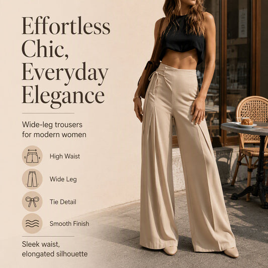 Women's Casual High-Waisted Wide-Leg Pants