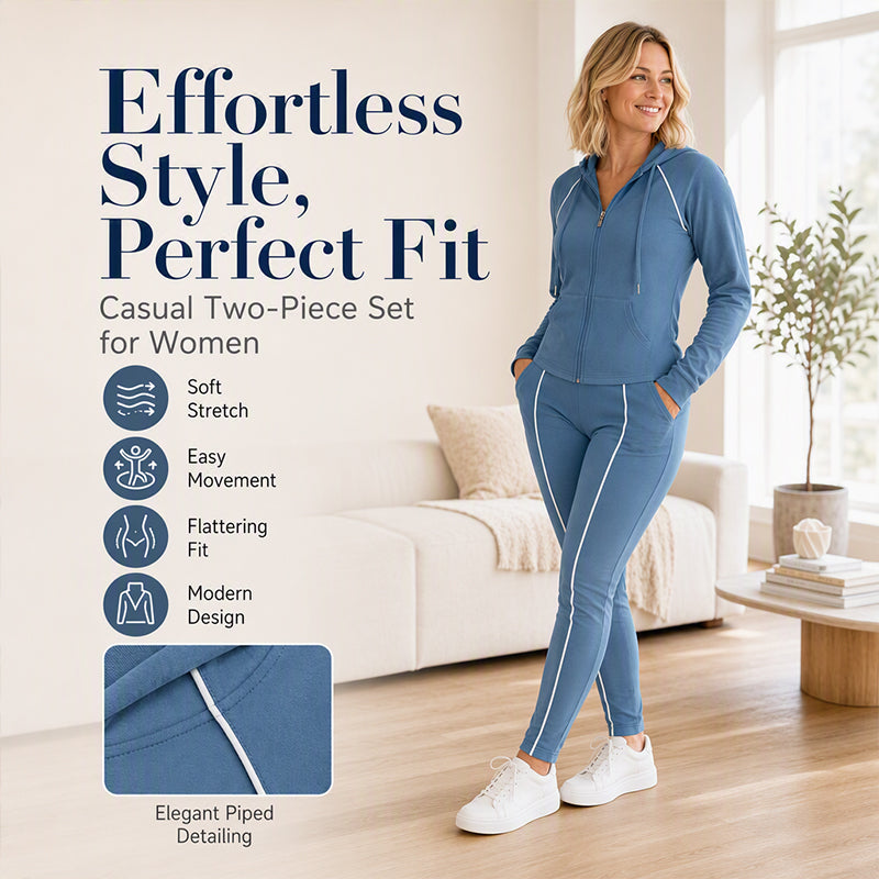 🎉 One Set, More Ways to Wear | Women's Zip-Up Hoodie & Pants 2-Piece Set⚡