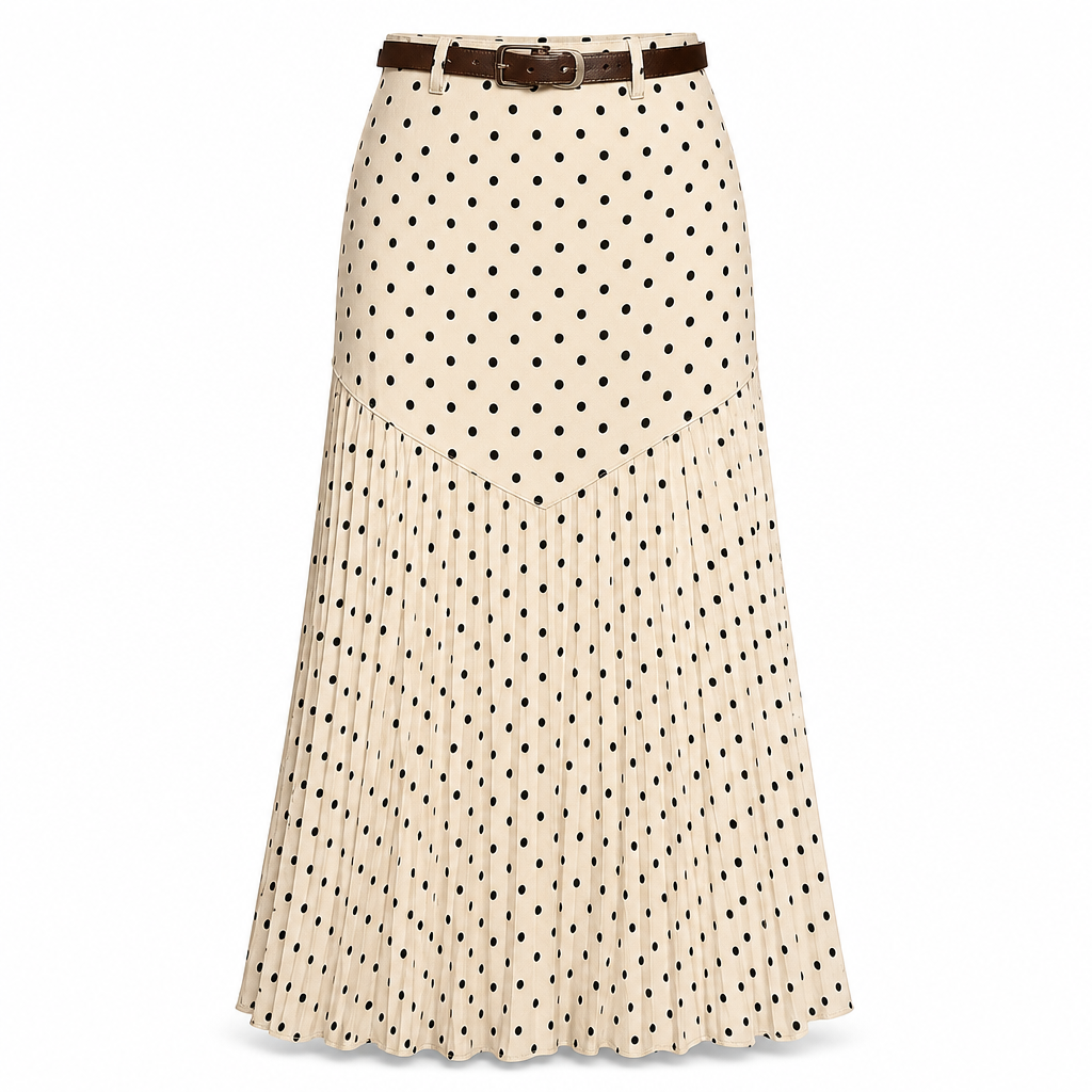 🍁 Women's High Waist Polka Dot Pleated Skirt