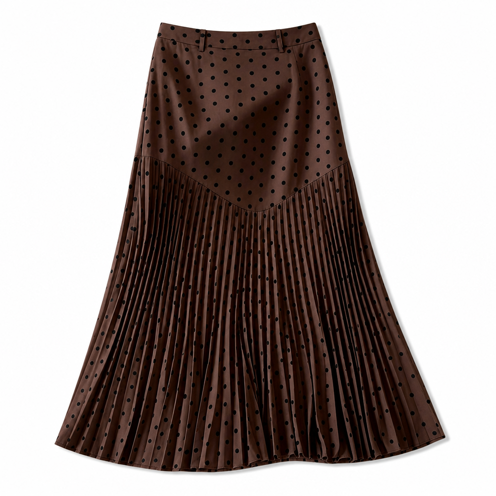 🍁 Women's High Waist Polka Dot Pleated Skirt